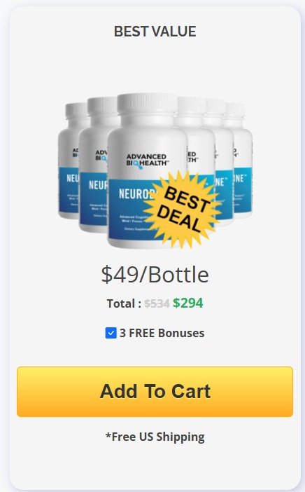 Best value: 6 bottles of NeuroDrine for mental clarity